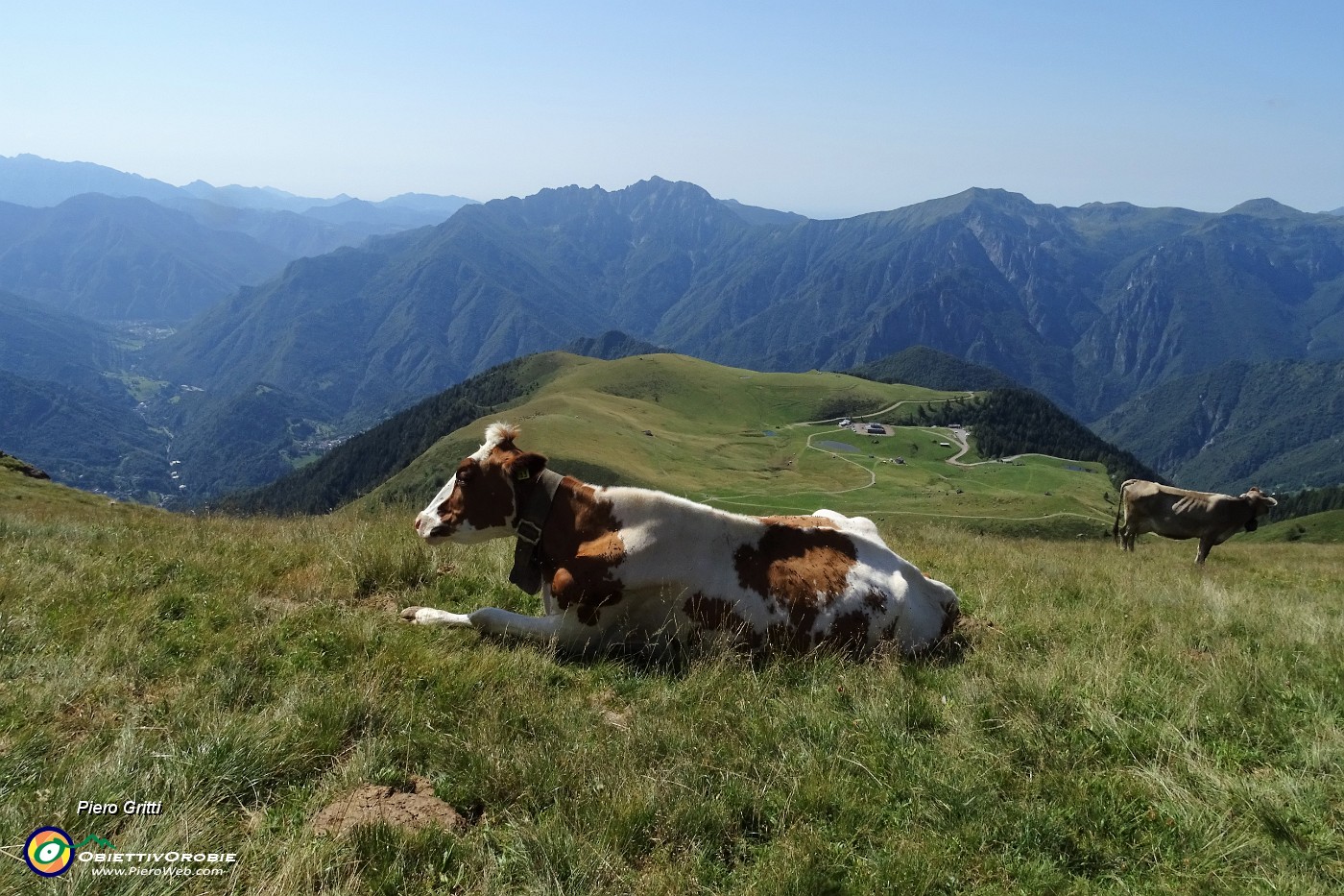 26 Riposo sull'erba con vista sui Piani dell'Avaro.JPG